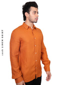 Qubit samps article #5023 full sleeve lenin shirt ( dark orange )