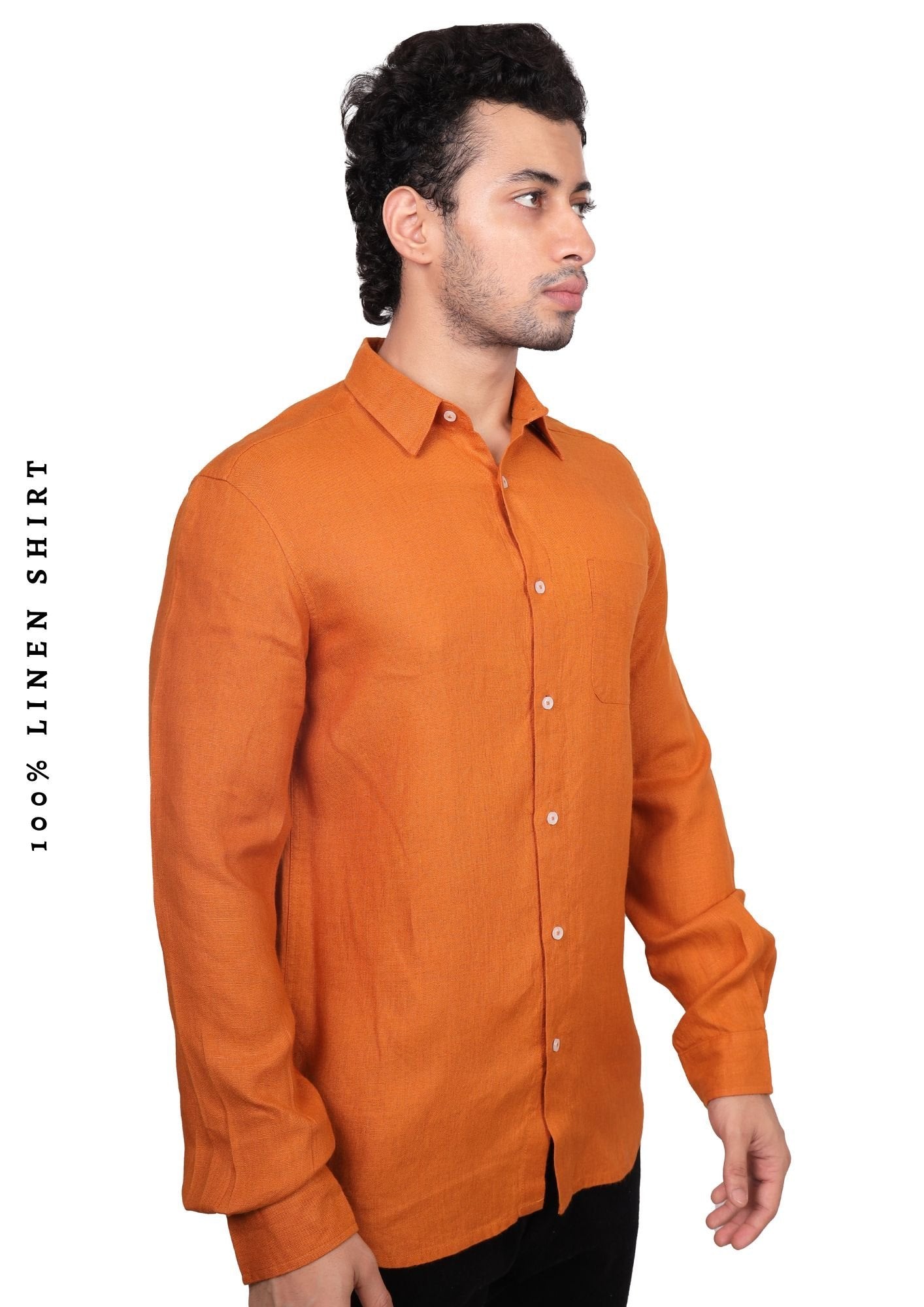 Qubit samps article #5023 full sleeve lenin shirt ( dark orange )